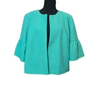 ⭐️NWOT Talbots Teal Turquoise Tweed Open Front Blazer Sz M